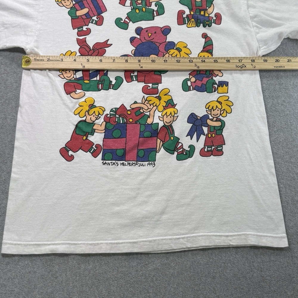Ugly Christmas Shirt‎ 1993 Juli Santa's Helpers Elves Graphic Holiday M Vintage - Picture 5 of 11